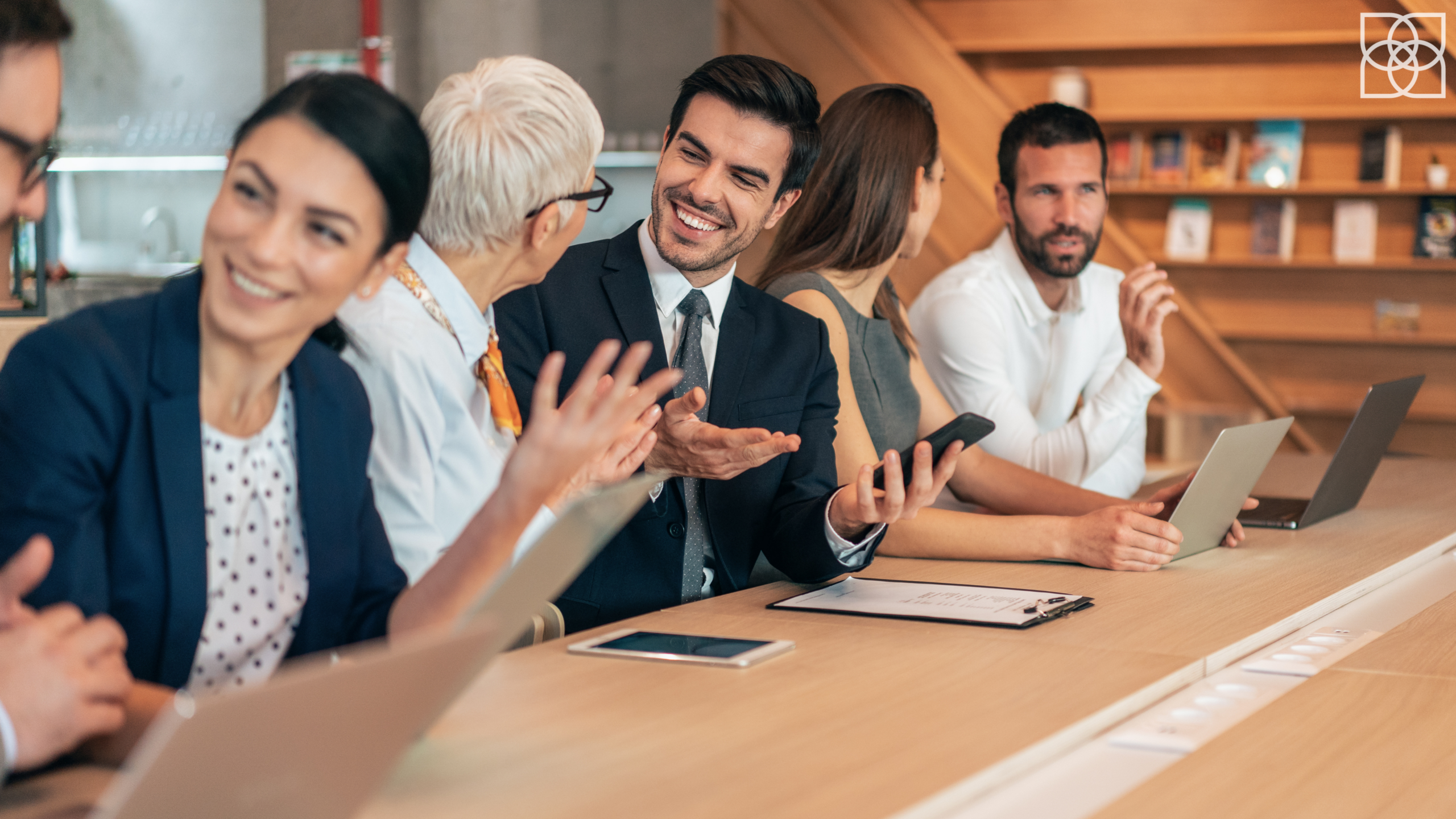 Business team discussing career strategy in meeting