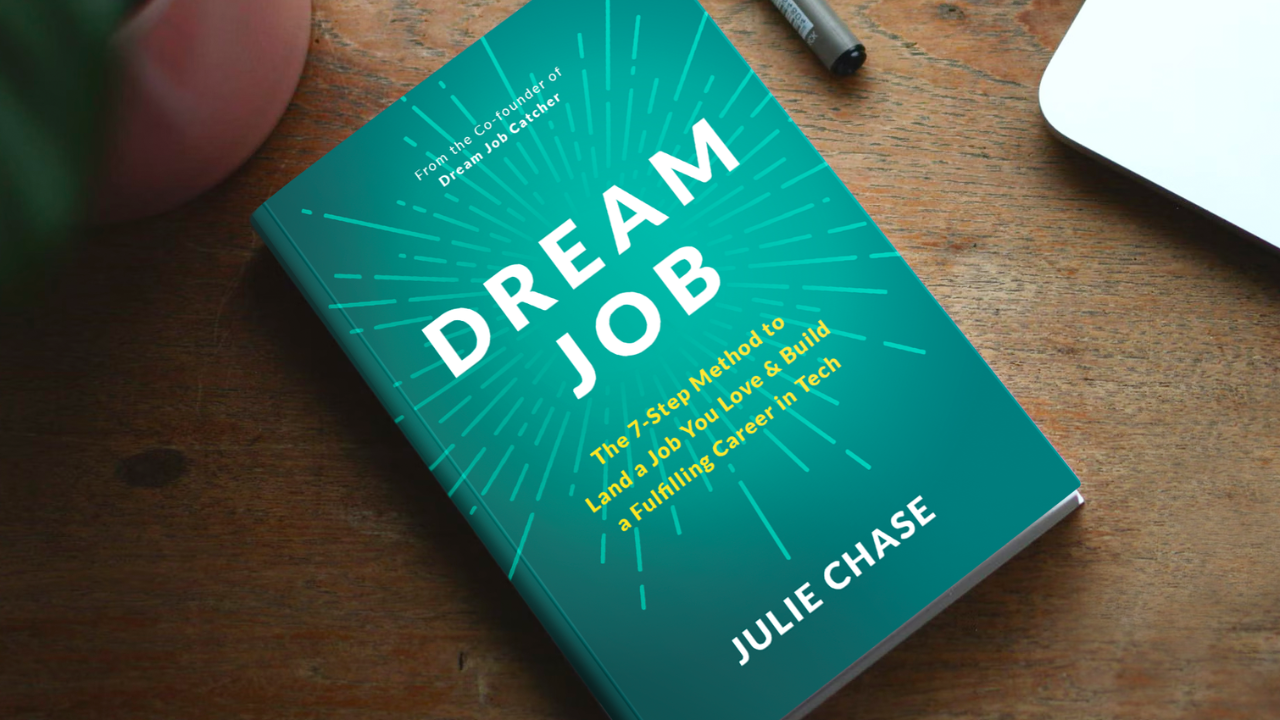 Dream Job book by Julie Chase on a wooden desk